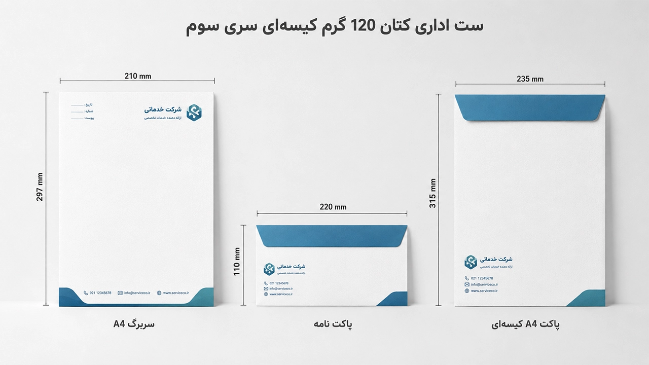 ست اداری کتان 120 گرم کیسه‌ای سری سوم